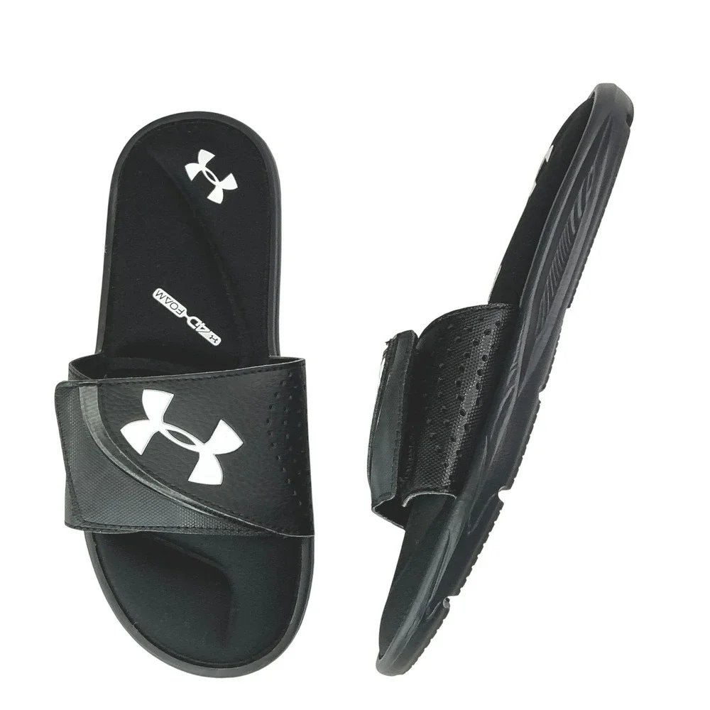 Under Armour Black Ignite VI Slide Sandals Kids Size 6Y 4D Foam 3022728-001